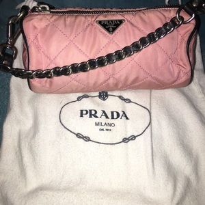Prada pink nylon chain strap small purse /clutch